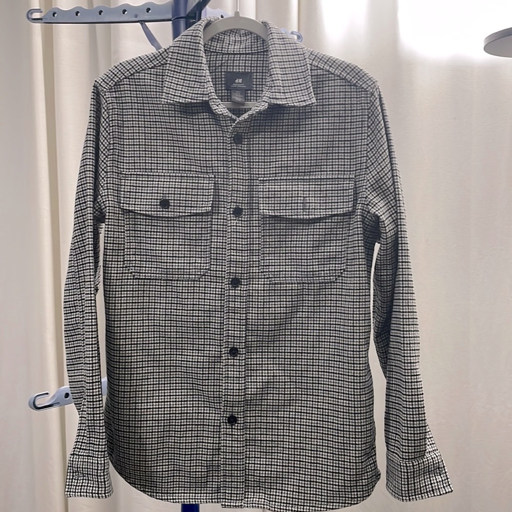 H&M Mens Long Sleeve Button Down Flannel Shirt In Large